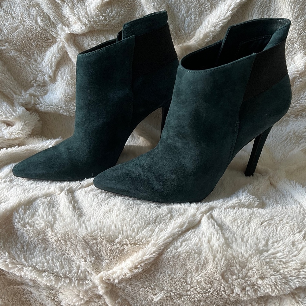 Green Suede Booties Size 7